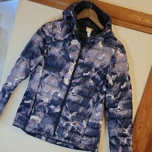 Lole Abstract Blue and White Puffer Jacket